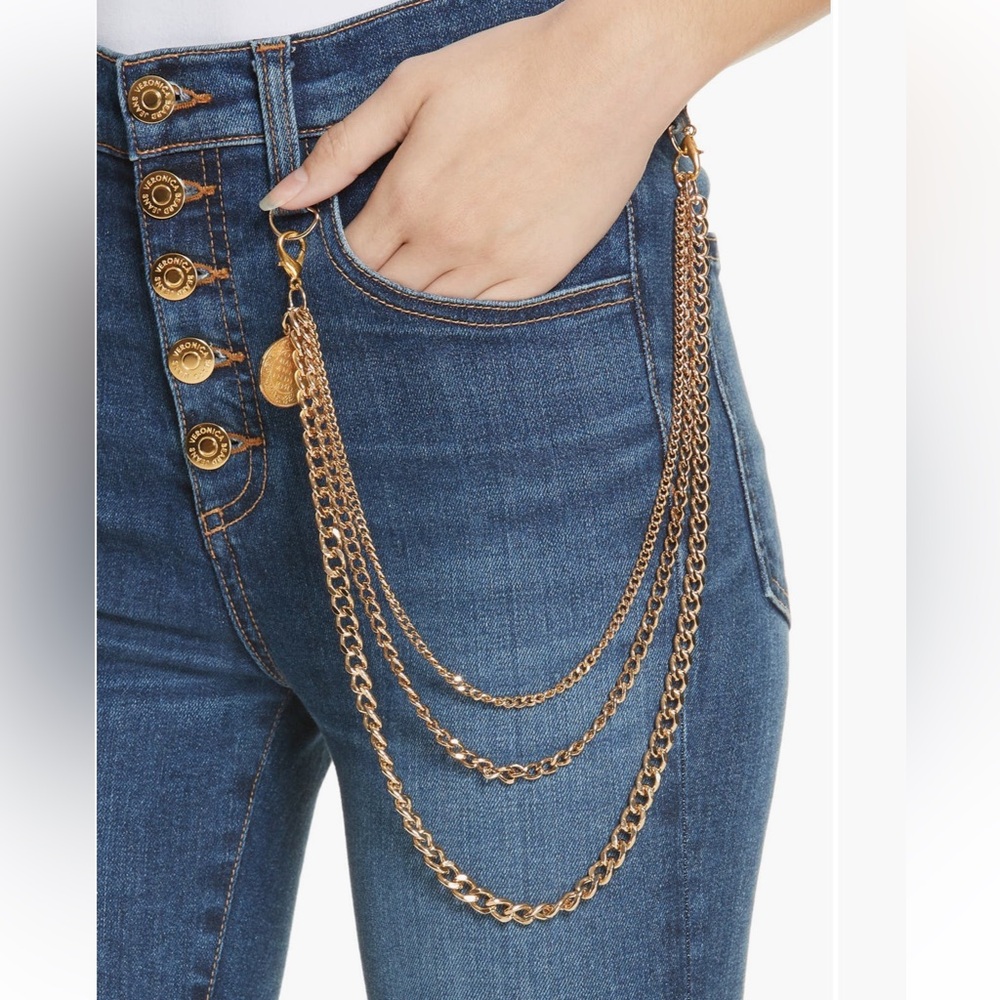 VERONICA BEARD DEBBIE SKINNY JEANS WITH GOLD CHAIN HARDWARE
